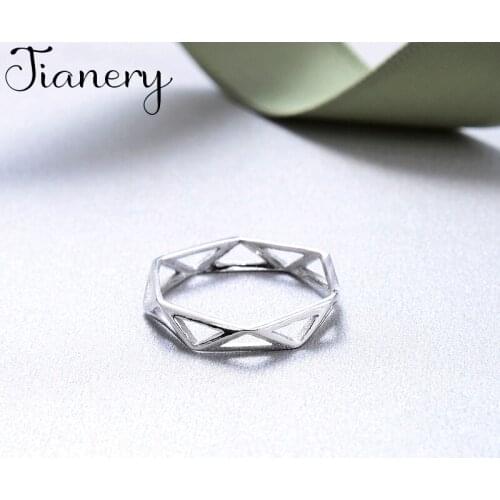 JIANERY Vintage Silver Color Hexagon Rings For Women Finger Ring 2019 Female Bohemian Jewelry Gifts