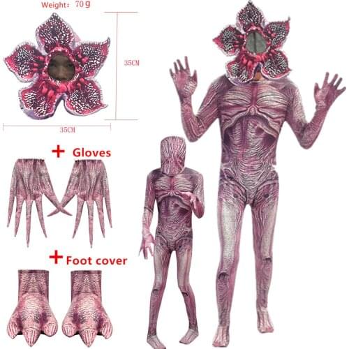 Halloween Costumes for Kids Stranger Things Cosplay Costume Child Horror Jumpsuits Scarry Zombie Demogorgon Cosplay Clothes 4pcs