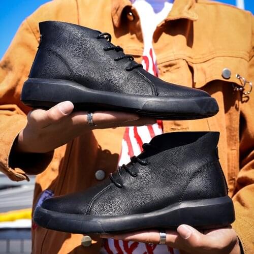 Fashion Men Boots Men Soft Leather Ankle Boots British Style Mens Boots Brand Big Size 47 Winter Warm Boots