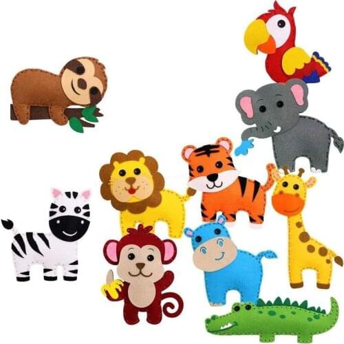 DIY Homemade Toy Set Animal Jungle Felt Sewing Kit Fun DIY Sewing Toys Craft Gifts Kids Puzzle Educational Birthday Gifts