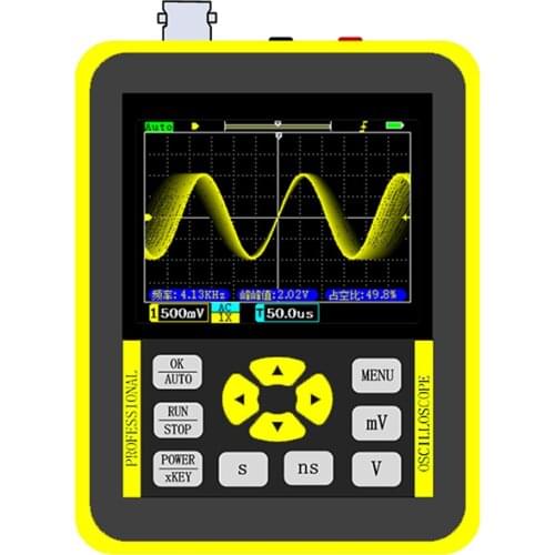Handheld Mini Digital Oscilloscope with 2.4 Inches Color Screen 120M Bandwidth 500M Sampling Rate for Maintenance