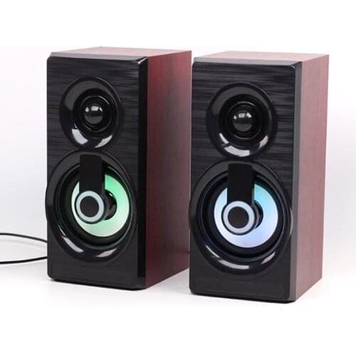 Music Speakers USB Wired Mini Computer Speakers Bass Stereo Wooden PC Home Speaker 3.5mm AUX For Laptop Desktop Smart Phones