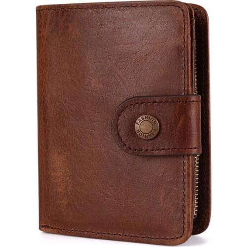 R55 Genuine Leather Men Wallets Brand Luxury RFID Bifold Wallet Zipper Coin Purse Business Card Holder Wallet