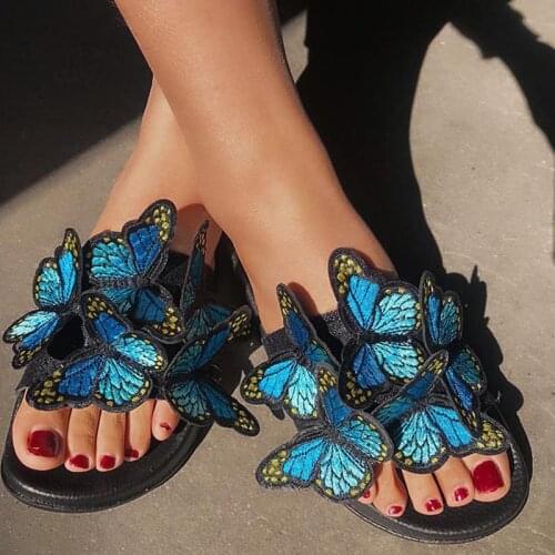 Sandals Female Summer 2020 butterfly bow Sandals Women embroidery Shoes with Shoes Sandals