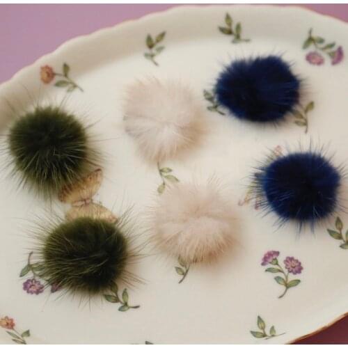 Retro color mink fur ball autumn and winter earrings diy making accessories cute earrings pendant jewelry material package