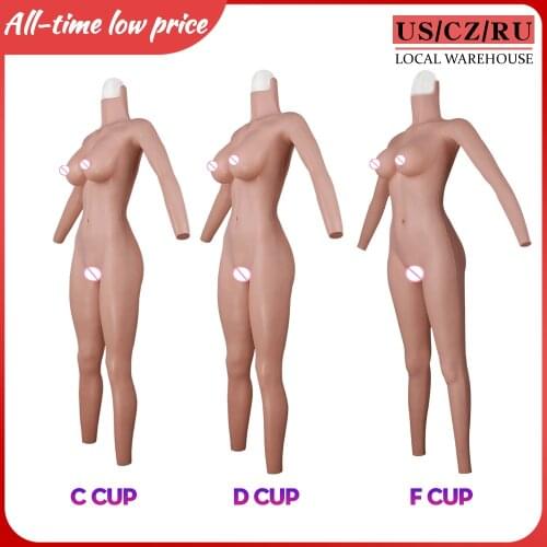 Fake Pussy Silicone Bodysuit WIth Breast Plate Drag Queen Breast Forms Vagina For Transgender Crossdressers Fake Boobs Shemale