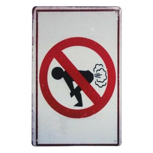 Contemporary home kitchen art No fart zone tin metal sign