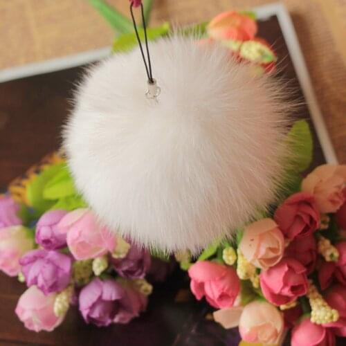 10cm Nature Genuine Fox Fur Ball Pom Pom Fluffy DIY Winter Hat Skullies Beanies Knitted Cap Pompoms TWF005-white