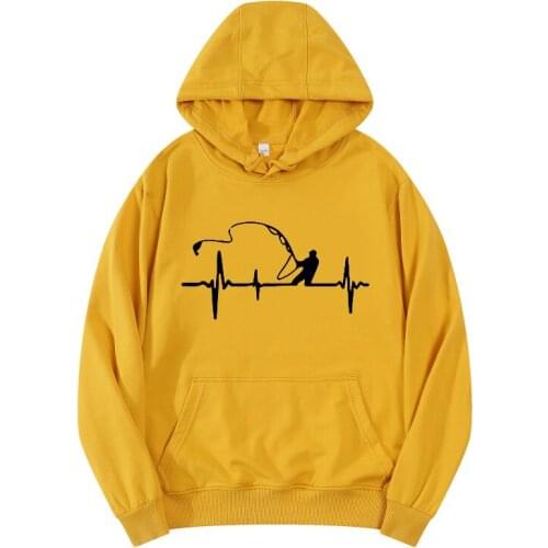 Fishing heartbeat graphic pure cotton hoodie women oversized sweatshirt woman streetwear hoody jacket sweater women clothes 2021