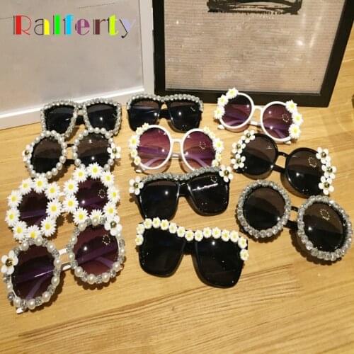 Ralferty Handmade Crystal Sunglasses Women Luxury Flower Sun Glasses Brand Bling Rhinestone Shades Festival Eyewear Oculos Gunes