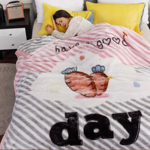 Winter Cartoon Pink Radish Home Soft Fleece Blanket Warm Thickening Throw Blankets Bed Sheet 180x220cm For Teen Adults