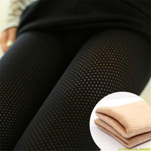 CUHAKCI Winter Velvet Leggings Women Thick Warm Mesh Stepped Foot Black Trousers Casual Pants