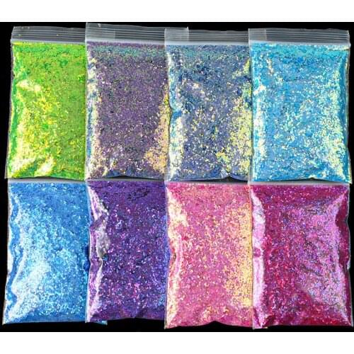 0.2mm 0.4mm 1mm Chunky Nail Laser Glitter Fine Nail Sparkly Flakes Glitter Polish Manicure Face/Body/Eye/Nail Powder Glitter 50g
