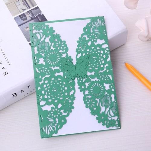 10pcs Vertical Laser Cut Butterfly Invitation Card Wedding Decoration Bridal Gift Birthday Kit Supplies