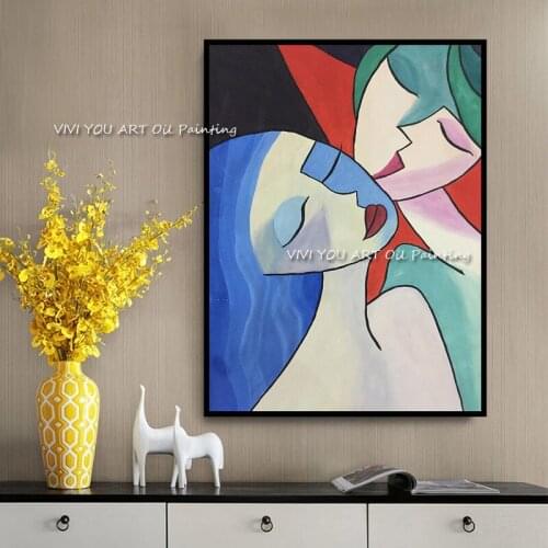 100% Handmade Abstract Colorful Picasso oil painting Nice Large Size Grey Canvas Modern for Living Room Gift Home Decoration