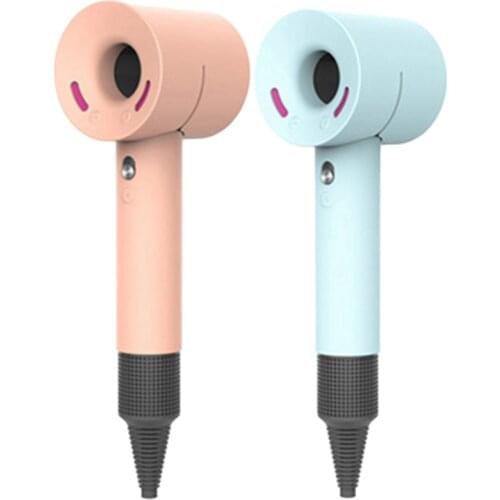 2 Pcs Hair Dryer Case Cover for Dyson Soft Silicone Gel Protective Skin Cover-Orange & Blue