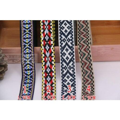 2cm 20mm 7/8'' Quality Cotton Beige Wine Dark Green Black Blocks Zigzag Bedding Laciness National Jacquard Ribbon Woven Webbing