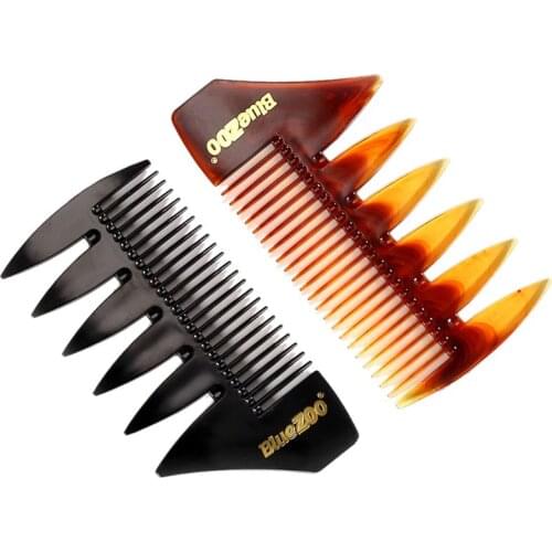 2 In 1 Short Dual Side Tooth Detangling Curly Hair Comb Retro Back Head Styling Beard Oil Men Hairdressing Wide Teeth Comb