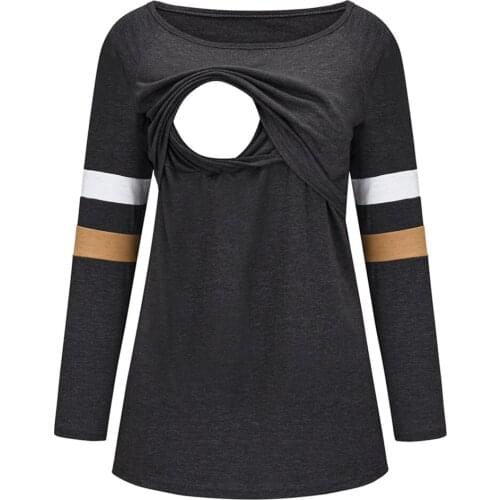2021 Multifunctional solid color stitching long-sleeved Tops nursing clothes Breastfeeding T-shirt pregnancy announcement T0202