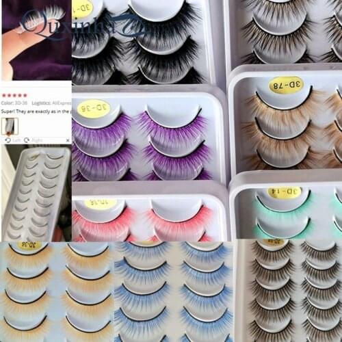 10 pairs 3D Mink Lashes Colorful False Eyelashes Dramatic Volume Fake Lashes Makeup Eyelash Extension Silk Eyelashes