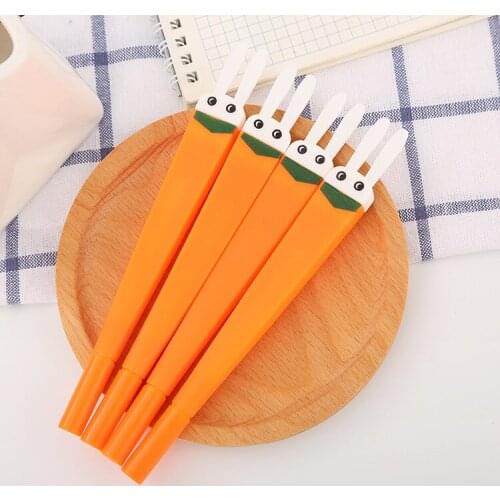 40 pcs Creative Flat-headed Rabbit Carrot Neutral Pen Cute Cartoon Learning Stationery Office Supplies Water-based Signature Pen