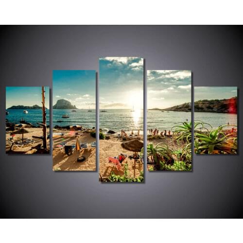 5pcs canvas art print sea beach seascape painting moden home decor wall art picture for living room decor painting /PT0329