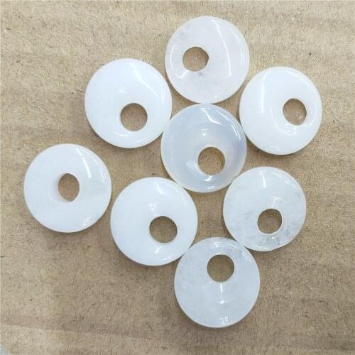8Pcs 20x7mm Natural White Crystal Donuts Pendant Bead For DIY Jewelry Necklace Bracelet Making Accessories Creative Gifts
