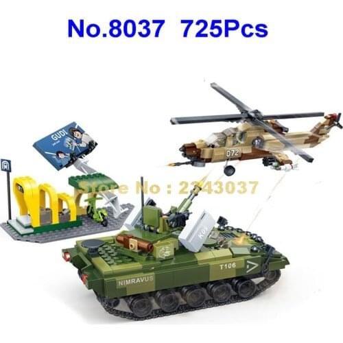 Gudi 8037 725pcs Military Tank Helicopter Building Blocks 5 Toy
