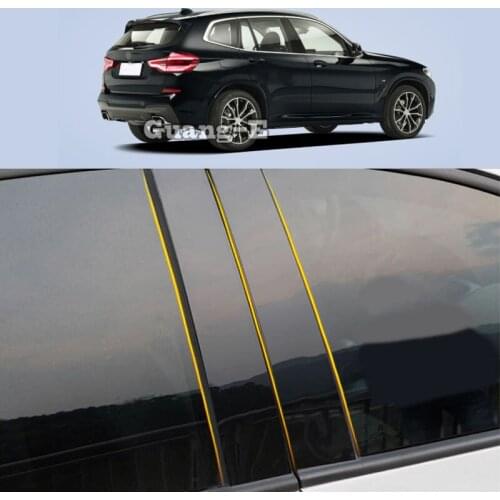 Car PC Material Pillar Post Cover Door Trim Window Piano Black Molding Sticker Plate For BMW X3 XDrive 25i 28i 30i 2018-2022