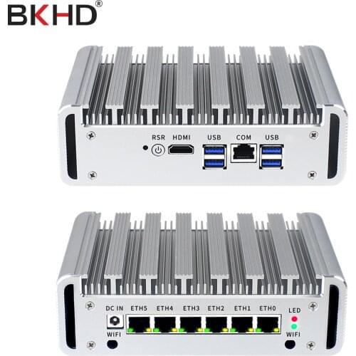 Fanless Mini Pc I7 10510U I3 I5 6LAN DDR4 Firewall Pfsense mini pc Industrial computer X86 Openwrt Ubuntu Centos ddwrt