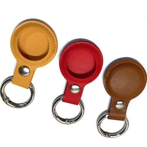 For Apple Airtags Case PU Leather Keychain Protective Sleeve for Airtag Tracker Locator Device Anti-lost Protection Cover