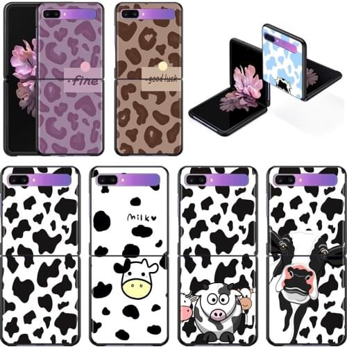 Cute cow Phone Case For Samsung Galaxy Z Flip 3 5G Cover Shell Black TPU Caso Capa Hard Fundas
