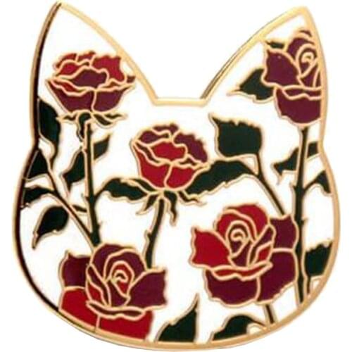 Blooming flowers cat head hard Enamel pin badge