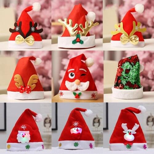 23 Color New Year Merry Christmas Hat Light Up LED Cap Ear Headband Princess Hat for Kids Children Xmas Gift for 2-14 Yrs