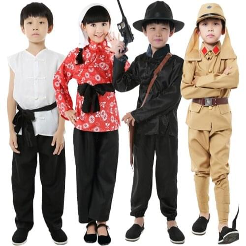 Children Japanese Soldiers Military Uniforms Monitor Major Da Zuo Clothing Drama Stage Cosplay Costume Village Girl Clothing 90
