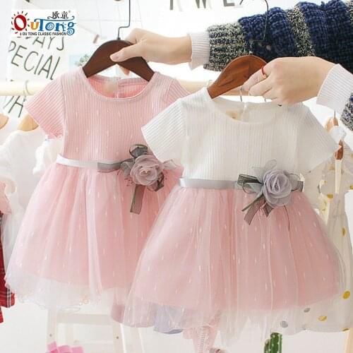 Outong Summer Dress Newborn Baby Girls Mesh Dresses Costume Toddler Infant Kids Clothing Cute Princess Cotton Clothes 0-24M