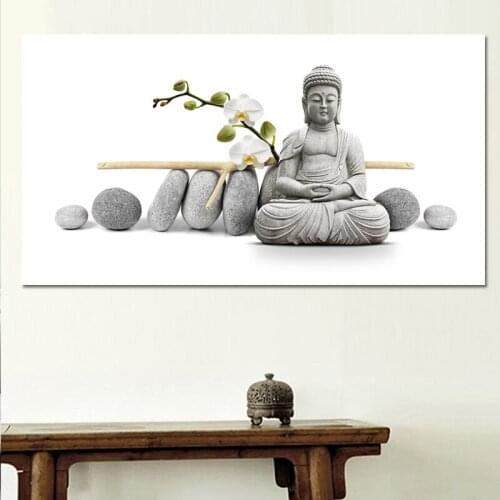 Home Decor Canvas Paintings Wall Art White Orchid Religion Buddha Pictures HD Prints Meditation Abstract Poster For Living Room
