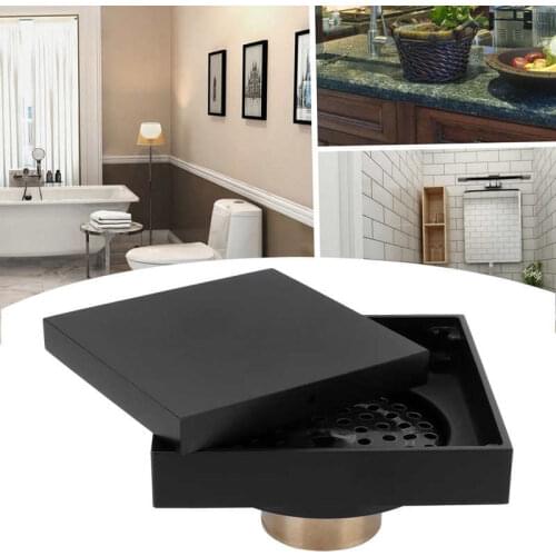 10x10cm Sink Filter Black Shower Floor Drain Copper Floor Drain Strainer for Kitchen Bathroom Balcony Kitchen Accessory