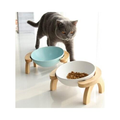 Ceramic Cat Bowl Cat Food Bowl Ceramic Dog Bowl Drinking Bowl Double Bowl Protect The Cervical Spine Adjustable Angle