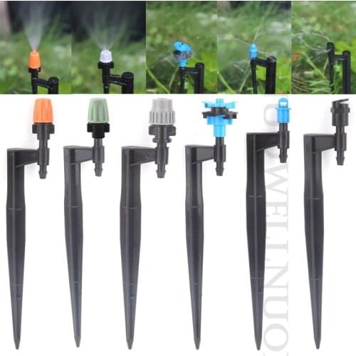 3PCS 90/180/360 Degrees Misting Nozzles Mini Rotating Sprinkler on 20cm Stake Connect 4/7mm Hose Garden Irrigation Sprinklers
