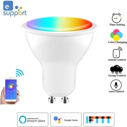GU10 LED Lamp WiFi Smart Light Color Spotlight RGBCCT 2700-6500K Dimmable Bulb EWeLink App Voice Control For Alexa Google Home