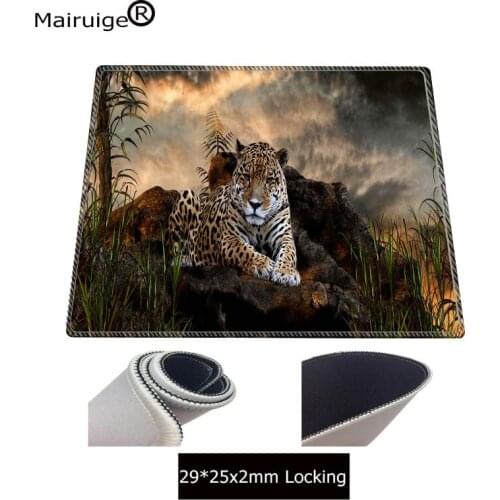 Mairuige Animal Tiger Large Gaming Mouse Pad League of Legends White Edge Lock Laptop Mousepad Mats for Computer Players Lol