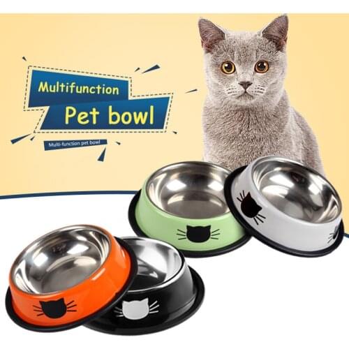 Stainless Steel Paint Dog Cat Bowls Anti-fall Non-slip Durable Feeding Feeder Water Bowl For Dogs Cats Outdoor Travel Product