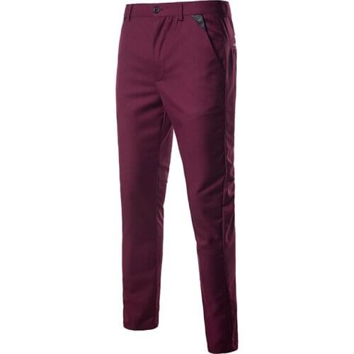 Men Slim Fit Business Leisure Suit Pants Male Fashion Long Pants Solid Color Pencil Trousers