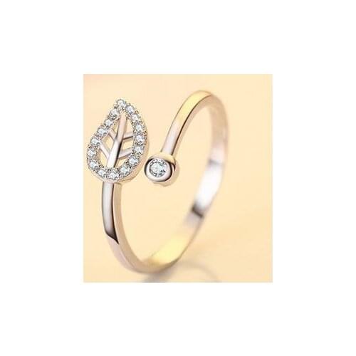 New offer ladies ring green leaf rhinestone inlaid opening ring jewelry gift mens wedding gift birthday party gift