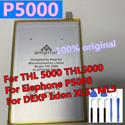 New Original Real High Quality 5000mAh Battery For THL 5000 THL5000 Elephone P5000 For DEXP Ixion XL5" ML5 Batteries + Tools