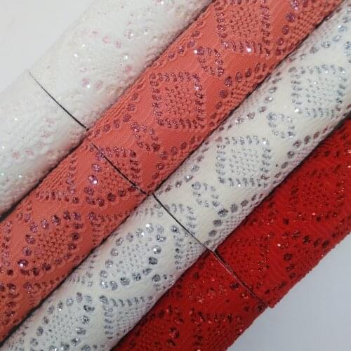 Onefly Wholesales Dropshipping Leather Supplier Lace Glitter Faux Leather Fabric Sheets Earrings Bow DIY Material A4 size FZ098