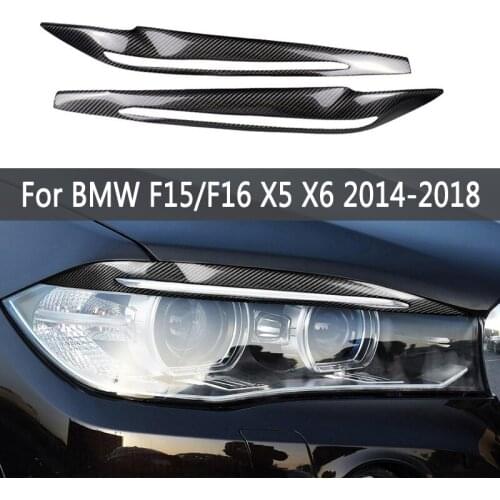 A Pair Carbon Fiber Decor Headlights Eyebrows Eyelids Trim Cover For BMW F15/F16 X5 X6 2014-2018 Accessories Car Light Stickers