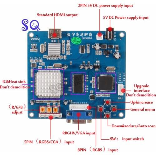 CGA/RGBS/EGA to HDMI video converting Board PCB for HD LCD monitor arcade game cabinet machine Monitor