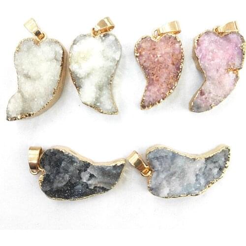 1pc Natural Stone Crystal Bud Irregular Facets Love Heart-shaped Pendants Women Charms Jewelry Making DIY Necklace Accessories